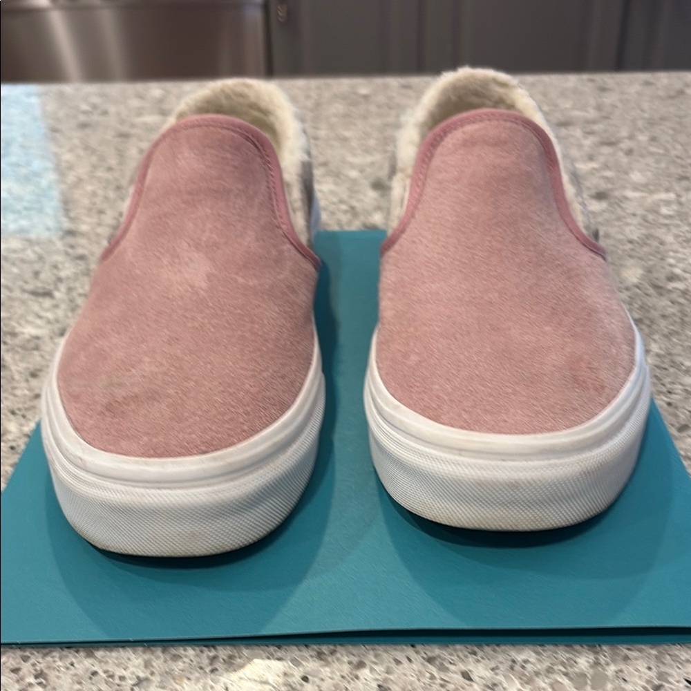 Vans Pink and Gray Slip-On Shoes